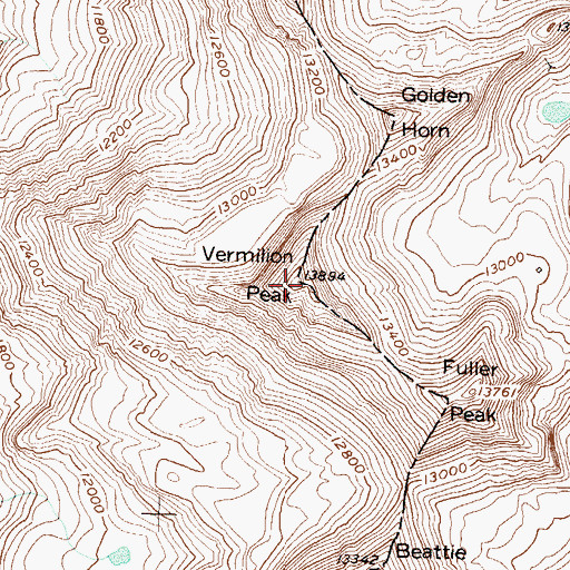 Topographic Map of Vermilion Peak, CO