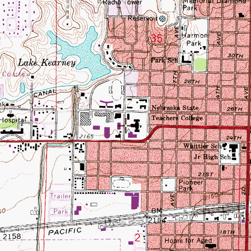 Topographic Map of Yanney-Peterson Memorial Carillon Bell Tower, NE