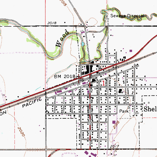 Topographic Map of Shelton, NE