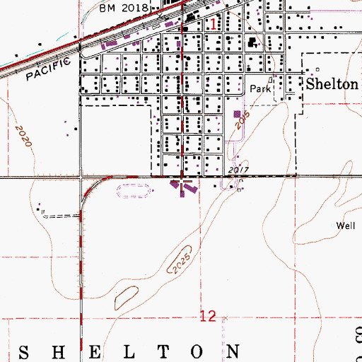 Topographic Map of Shelton Public Schools, NE