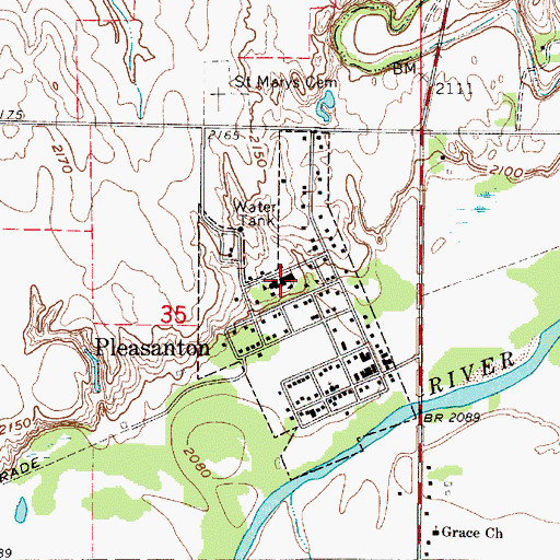 Topographic Map of Pleasanton Public Schools, NE