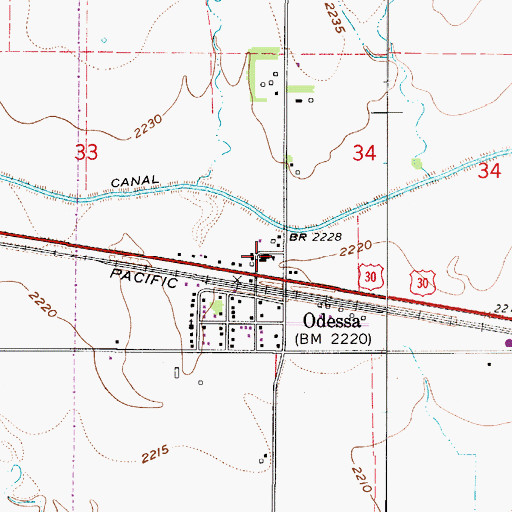 Topographic Map of Odessa Public School, NE