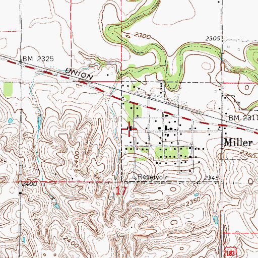 Topographic Map of Miller School (historical), NE