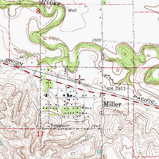 Topographic Map of Miller (historical), NE