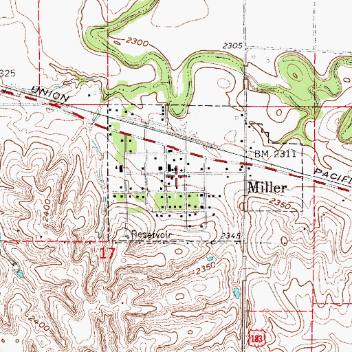 Topographic Map of Miller Post Office, NE