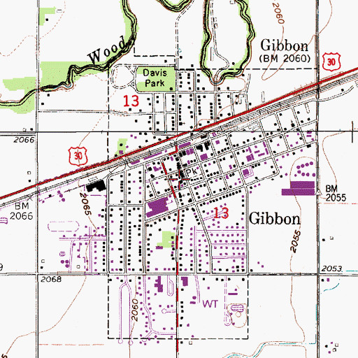 Topographic Map of Gibbon Public Library, NE