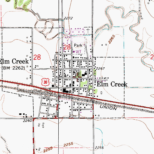 Topographic Map of Elm Creek Public Library, NE