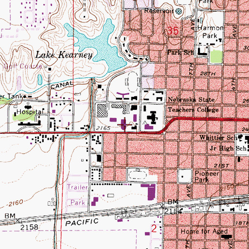 Topographic Map of University of Nebraska at Kearney Historical Marker, NE