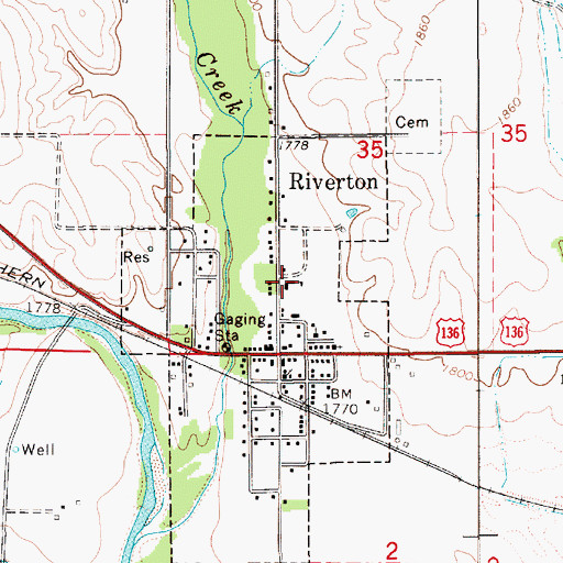 Topographic Map of Riverton Public School (historical), NE