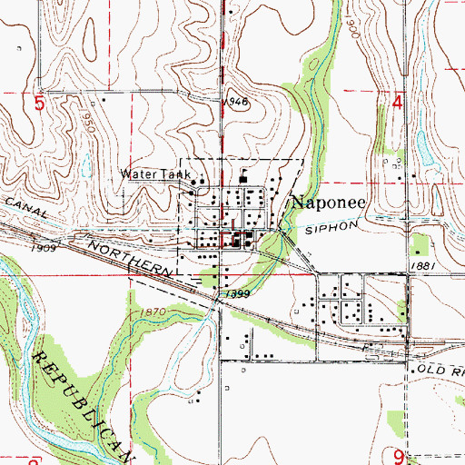 Topographic Map of Naponee Post Office, NE