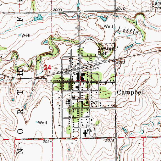 Topographic Map of Campbell Post Office, NE