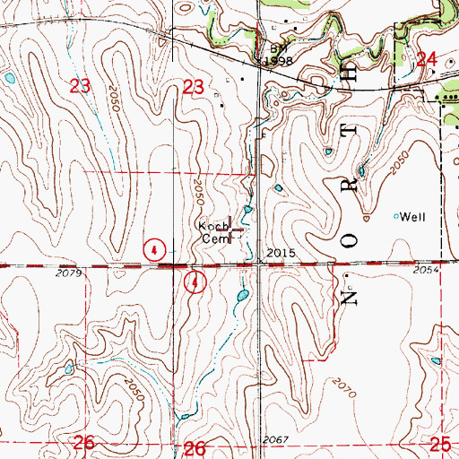 Topographic Map of Koch Cemetery, NE