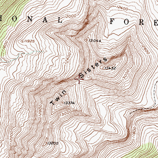 Topographic Map of Twin Sisters, CO