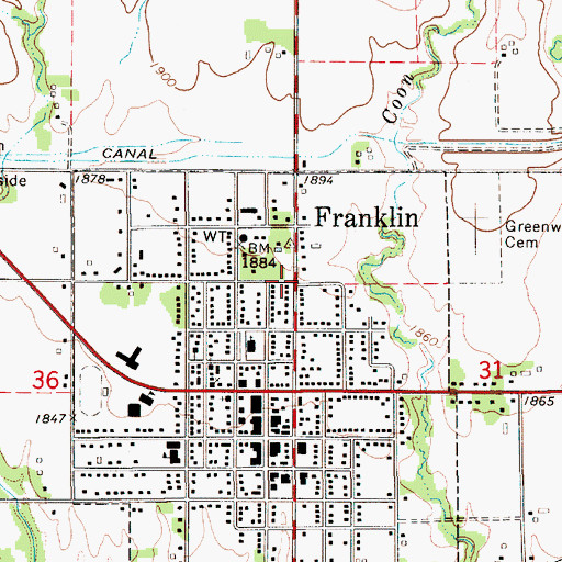 Topographic Map of Franklin Public Library, NE