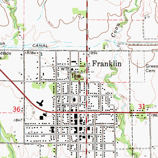 Topographic Map of Franklin Academy Historical Marker, NE