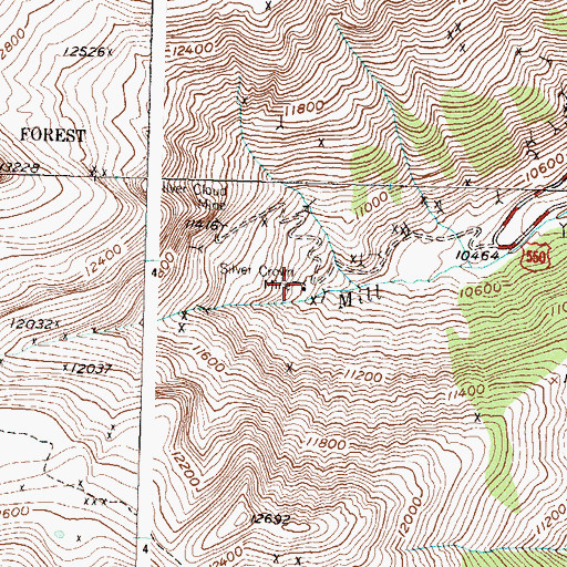 Topographic Map of Silver Crown Mine, CO