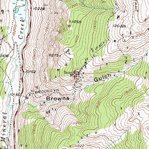 Topographic Map of Brooklyn Mine, CO