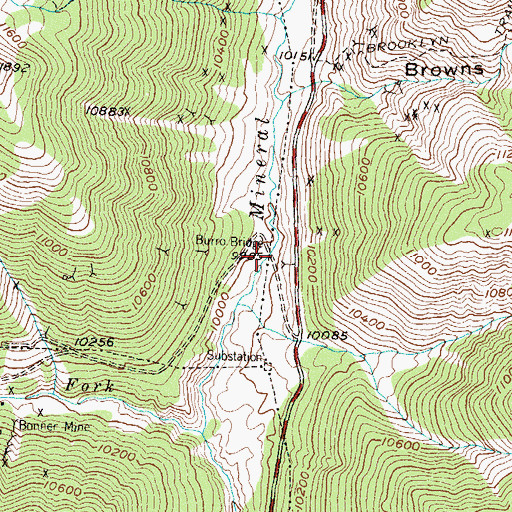 Topographic Map of Burro Bridge, CO