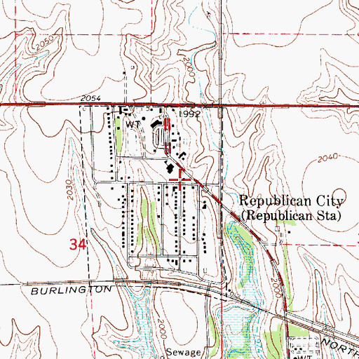Topographic Map of Taylor Manor Trailer Court, NE