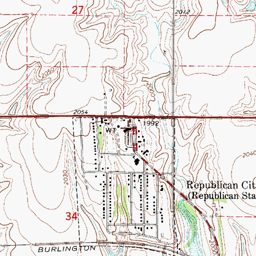 Topographic Map of Republican City Post Office, NE