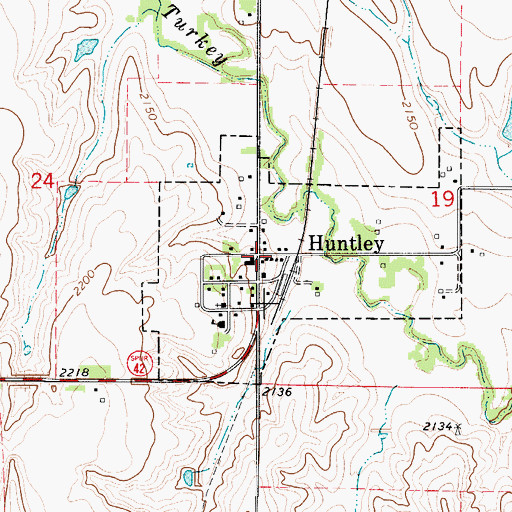 Topographic Map of Huntley Post Office, NE