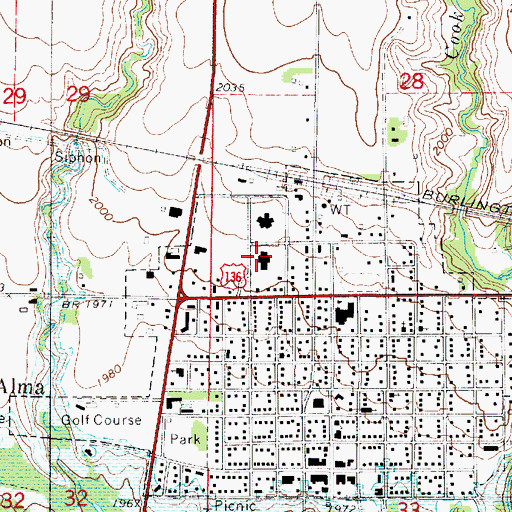 Topographic Map of Harlan County Health System, NE