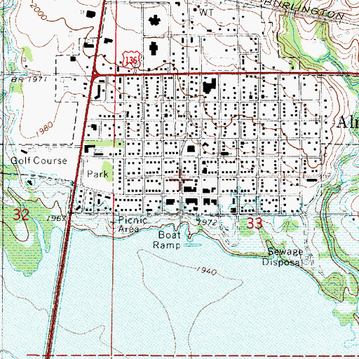 Topographic Map of Alma Post Office, NE