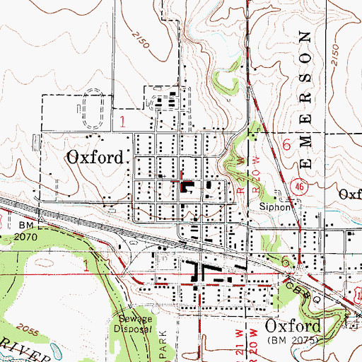Topographic Map of Oxford Elementary School, NE