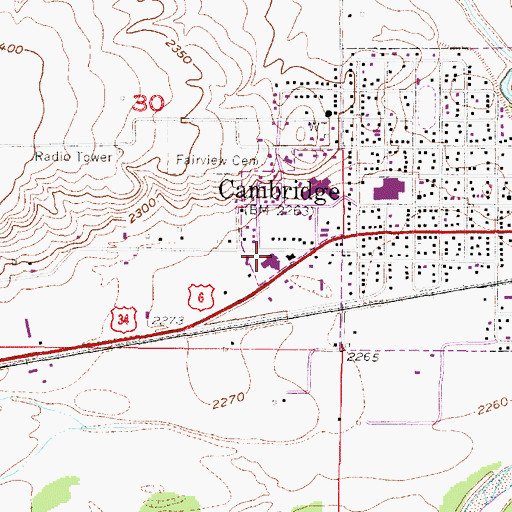 Topographic Map of Tri - Valley Health System Cambridge Memorial Hospital, NE