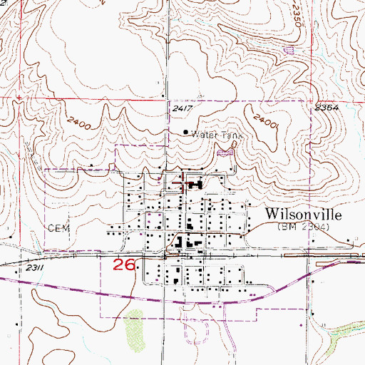 Topographic Map of Wilsonville Post Office, NE