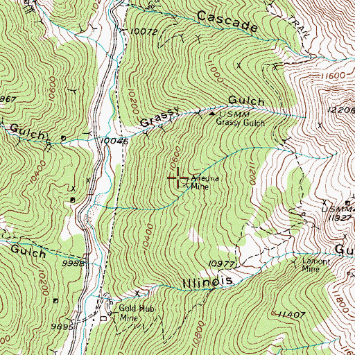 Topographic Map of Ariedna Mine, CO