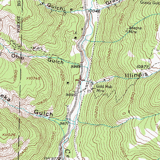 Topographic Map of Illinois Gulch, CO