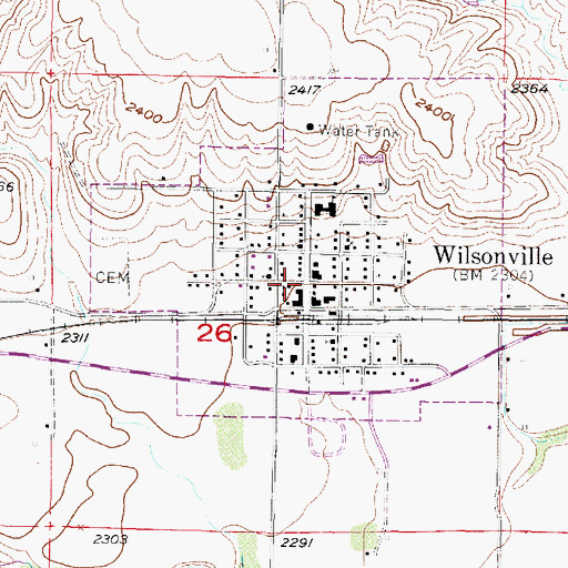 Topographic Map of Wilsonville - Hendley Rural Fire Department, NE