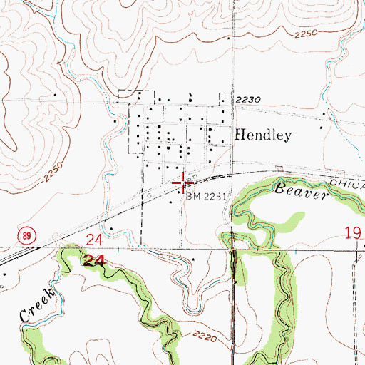 Topographic Map of Hendley, NE