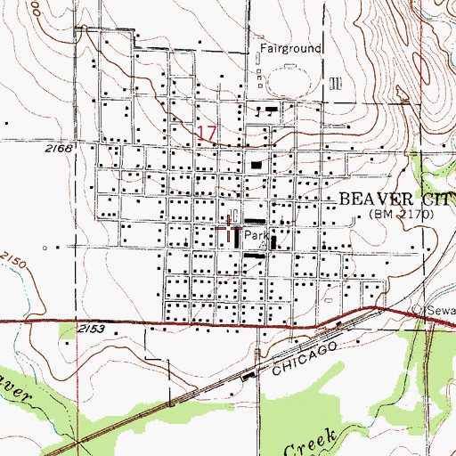 Topographic Map of Beaver City Post Office, NE
