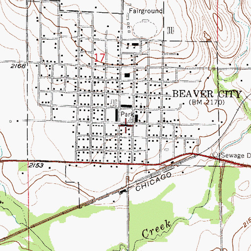 Topographic Map of Beaver City Police Department, NE