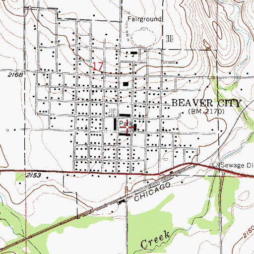 Topographic Map of Beaver City Public Library, NE