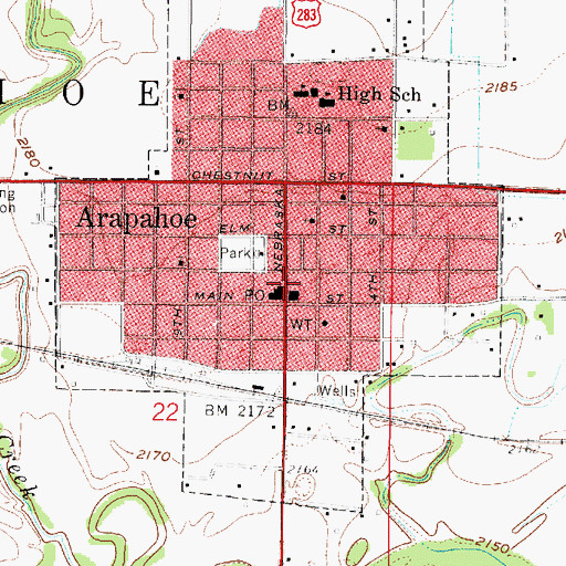 Topographic Map of Arapahoe Post Office, NE