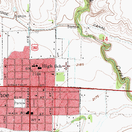 Topographic Map of Prairie Pines Retirement Community, NE
