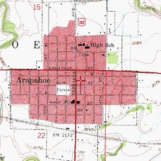 Topographic Map of First United Methodist Church, NE