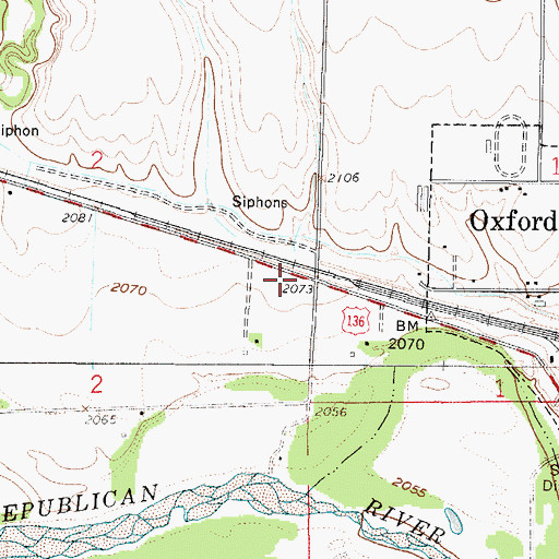 Topographic Map of Republican River Flood of 1935 Historical Marker, NE