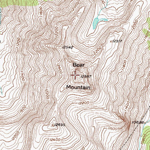 Topographic Map of Bear Mountain, CO