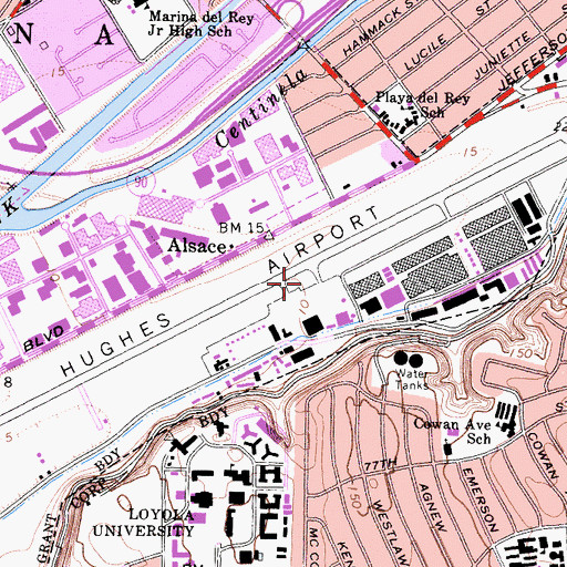Topographic Map of Hughes Airport (historical), CA