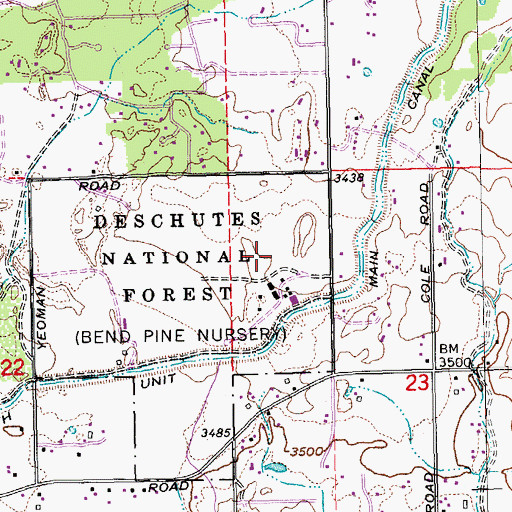 Topographic Map of Deschutes National Forest Bend Fort Rock Ranger District, OR