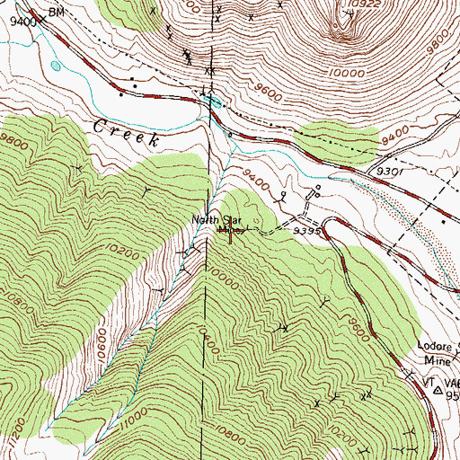 Topographic Map of North Star Mine, CO