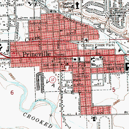 Topographic Map of Prineville Ranger Station (historical), OR