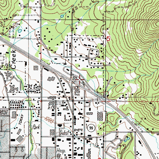 Topographic Map of Siskiyou National Forest Headquarters, OR