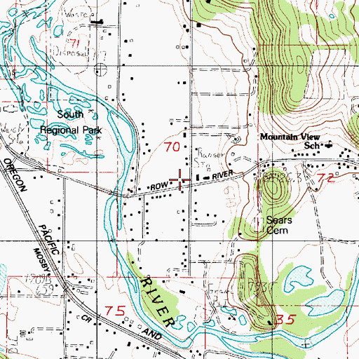 Topographic Map of Cottage Grove Ranger Station, OR