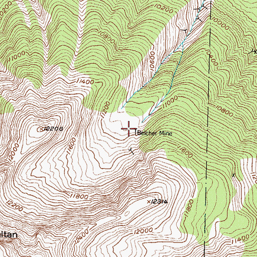 Topographic Map of Belcher Mine, CO
