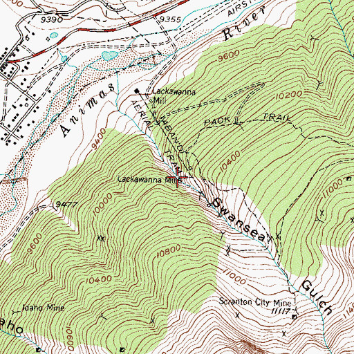 Topographic Map of Lackawanna Mine, CO
